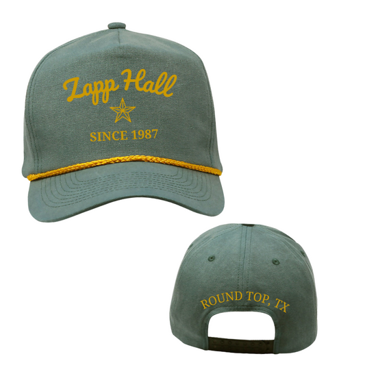 Green cap with yellow text and star design on a white background